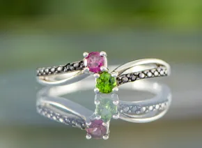 Ring mit rosa und grünem Turmalin