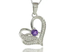 Silbernes Herz mit natürlichem Amethyst