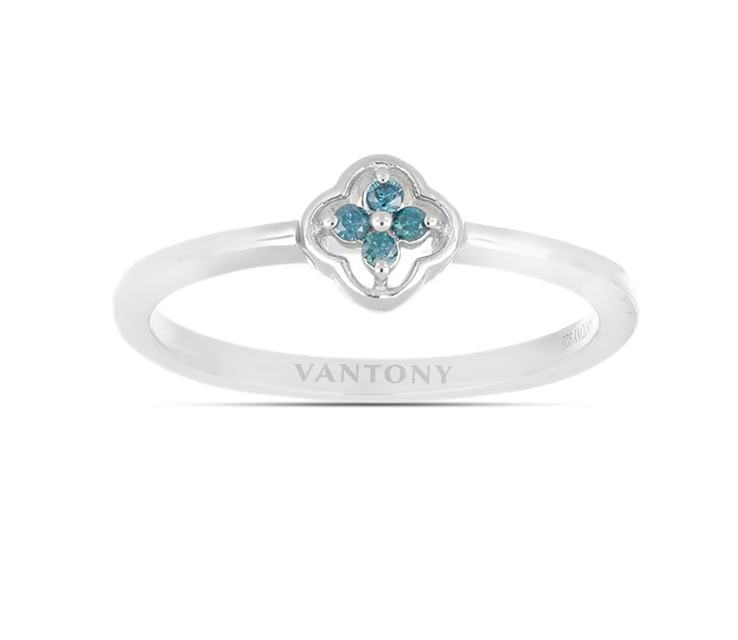 Silberring mit blauen Diamanten