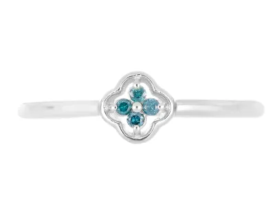 Silberring mit blauen Diamanten