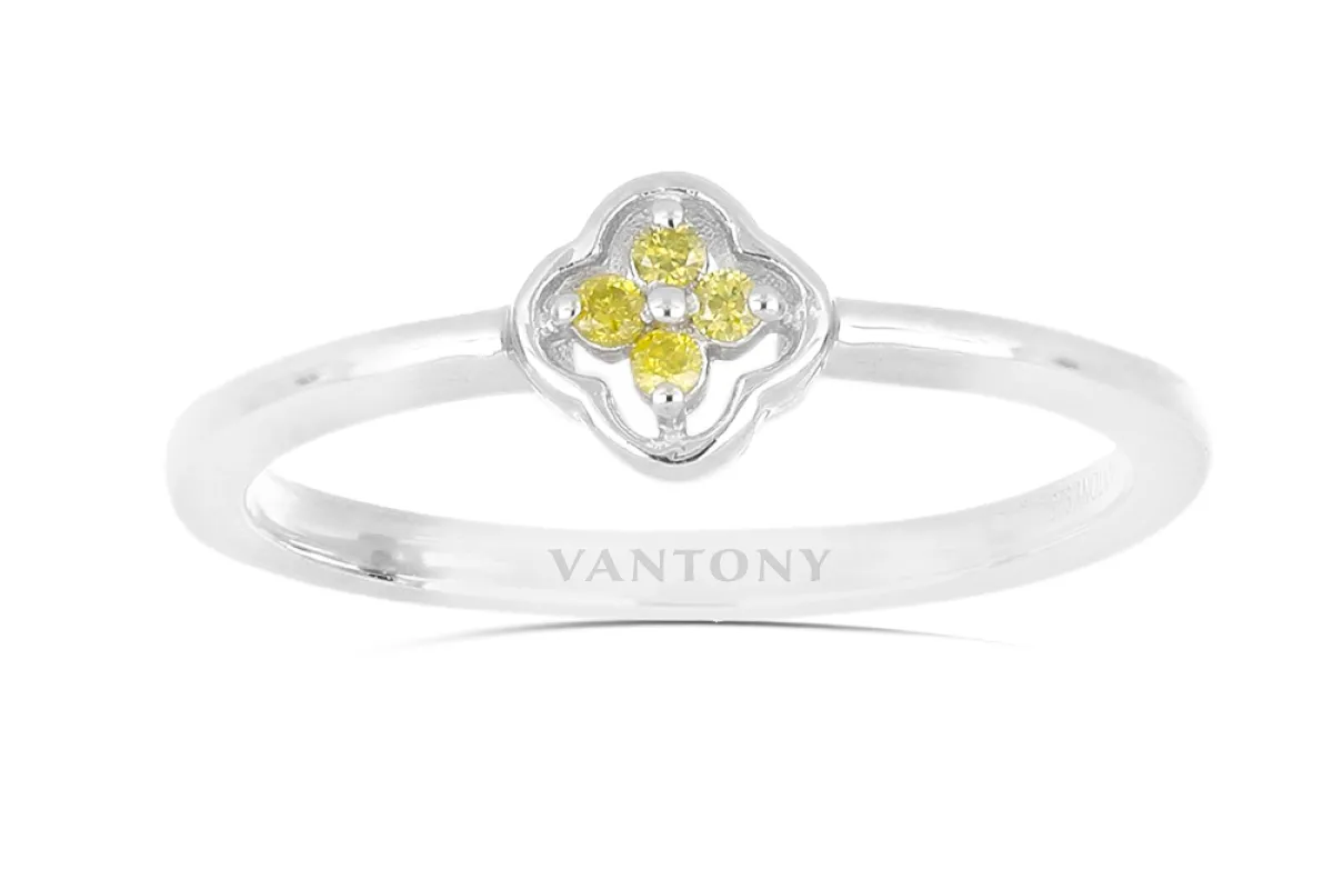 Silberring mit gelben Diamanten