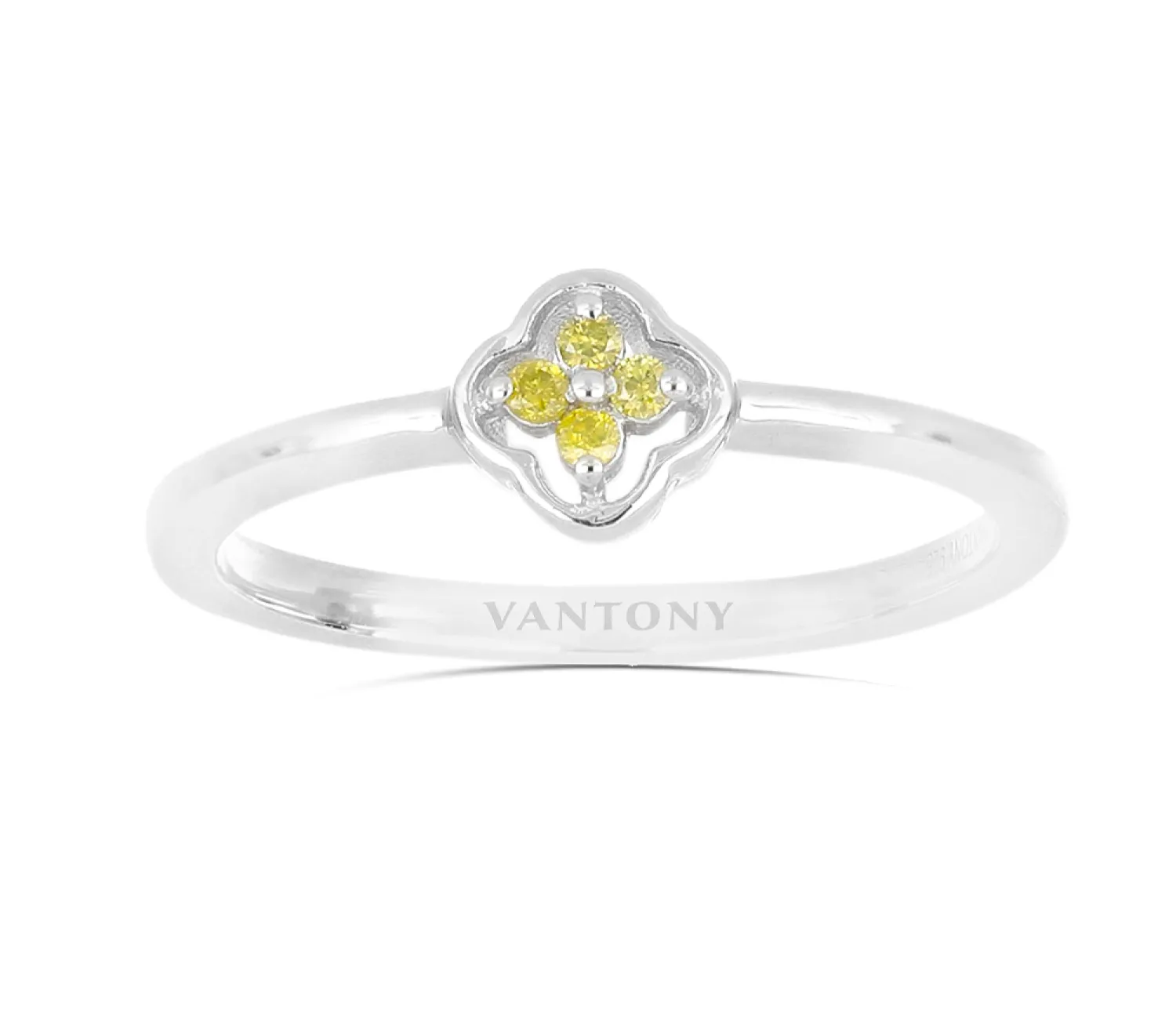 Silberring mit gelben Diamanten