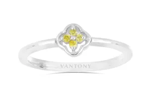 Silberring mit gelben Diamanten