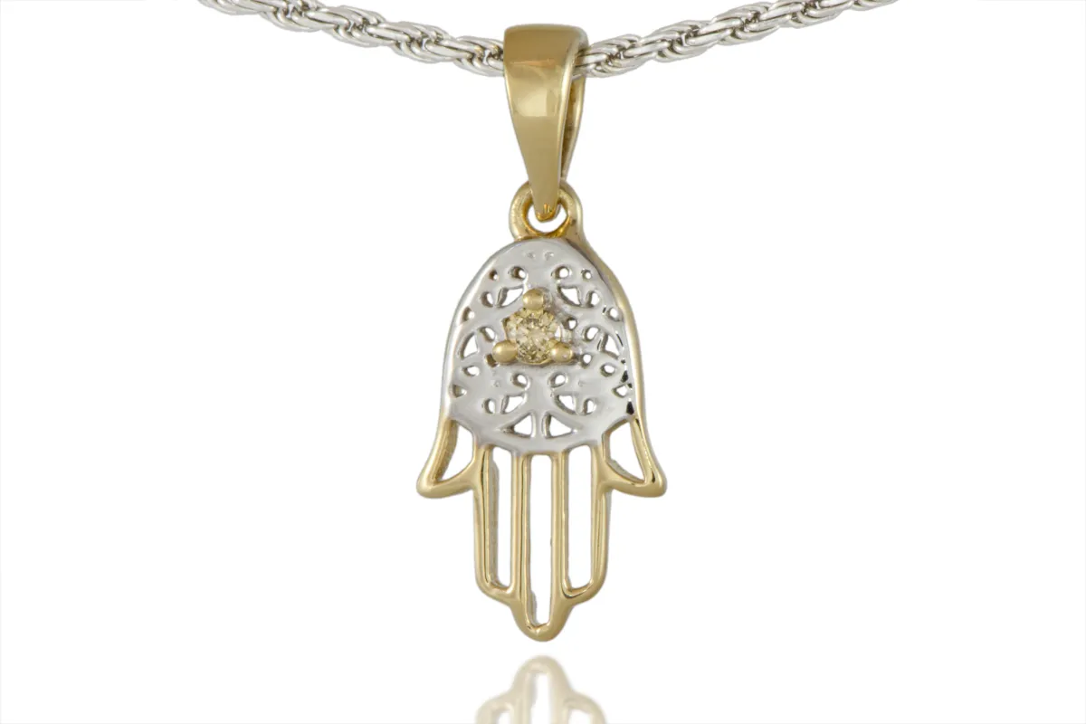 Fatimas Hand mit Diamant "Champagner"