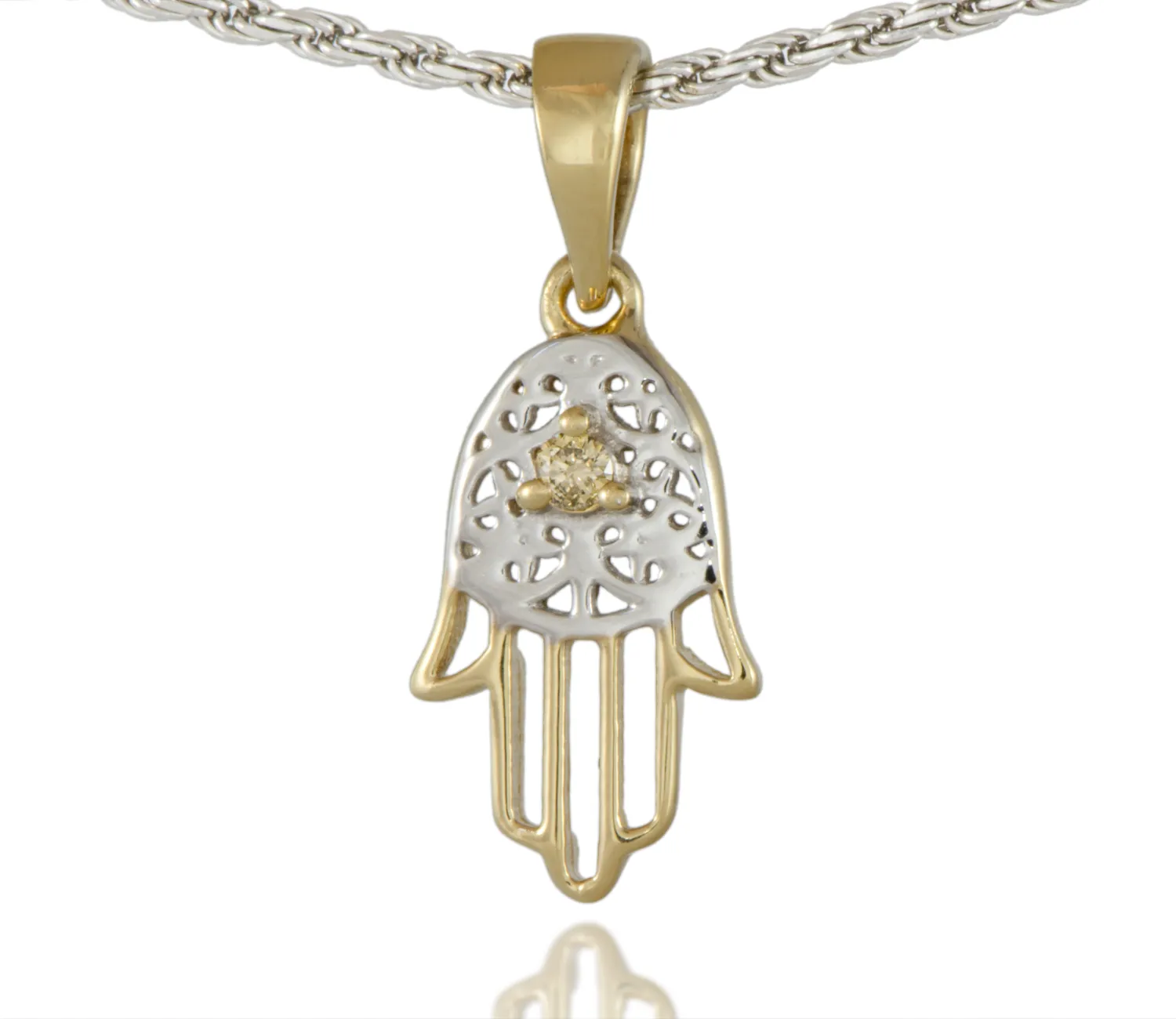 Fatimas Hand mit Diamant "Champagner"