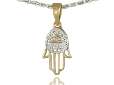 Fatimas Hand mit Diamant "Champagner"