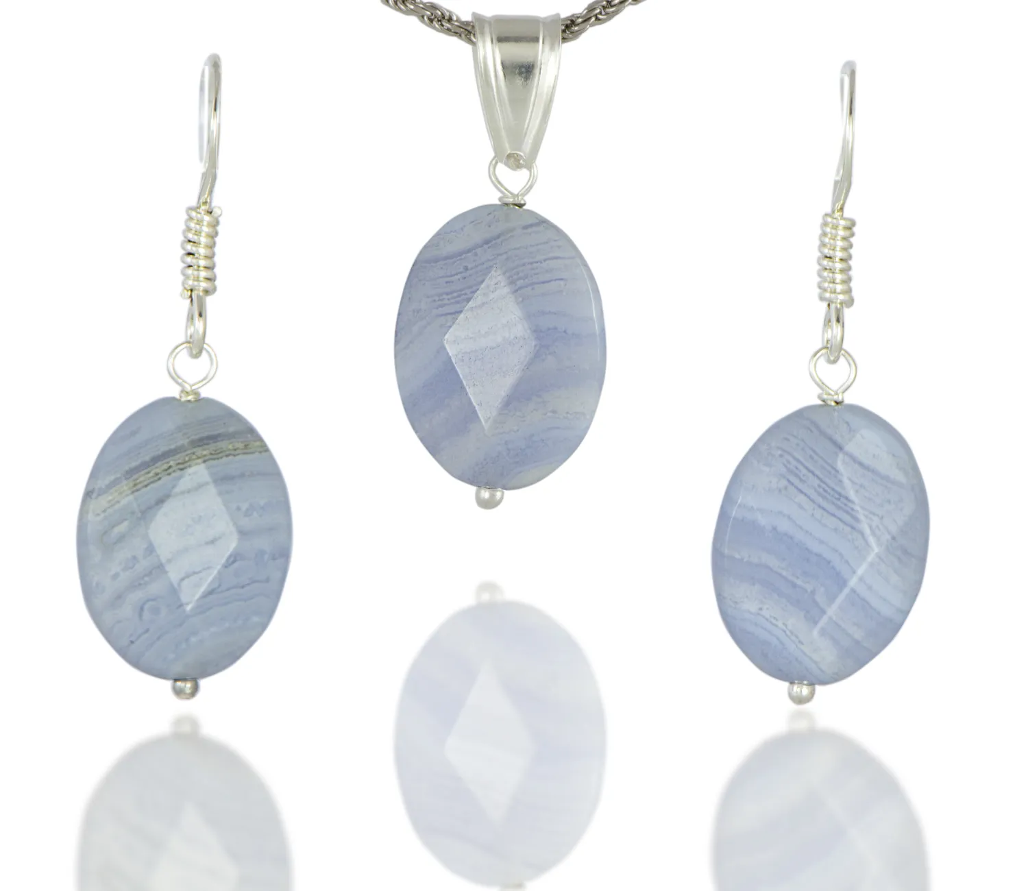Set mit Chalcedon "Blaue Spitze"
