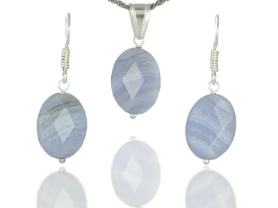 Set mit Chalcedon "Blaue Spitze"