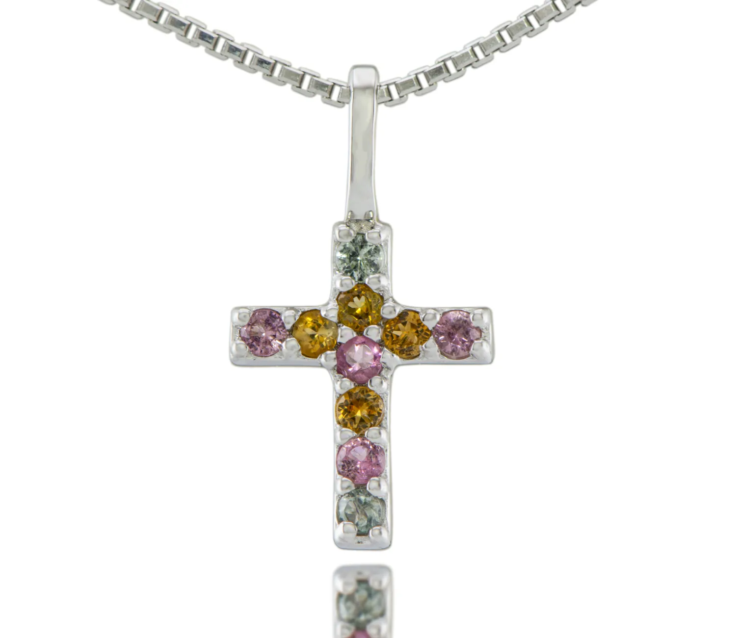 Silbernes Kreuz mit Turmalin