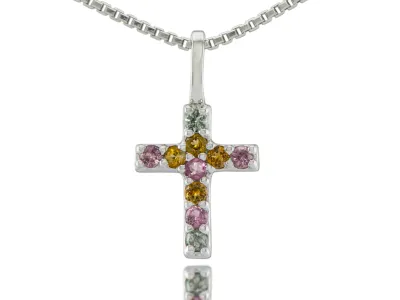 Silbernes Kreuz mit Turmalin