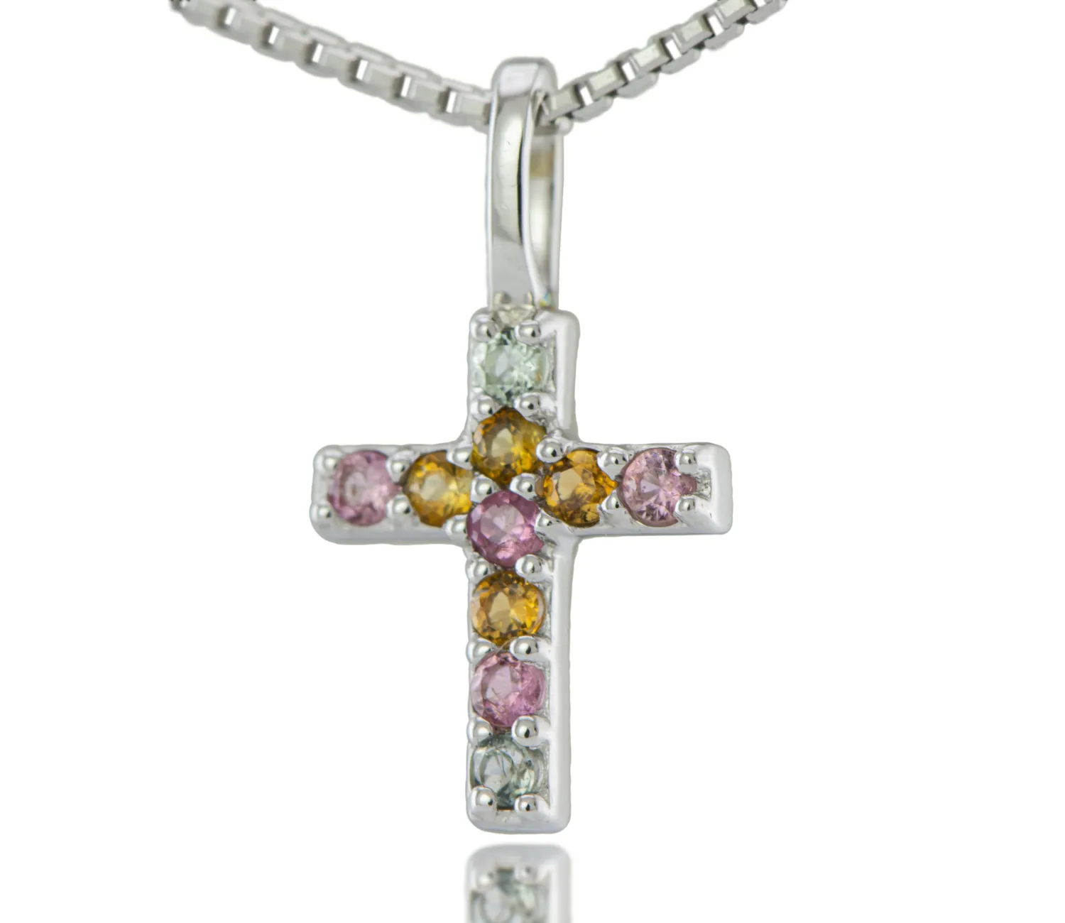Silbernes Kreuz mit Turmalin
