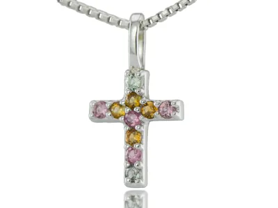 Silbernes Kreuz mit Turmalin