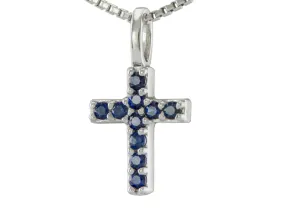 Silbernes Kreuz mit Saphir
