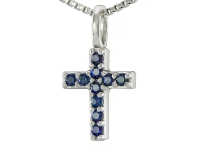 Silbernes Kreuz mit Saphir