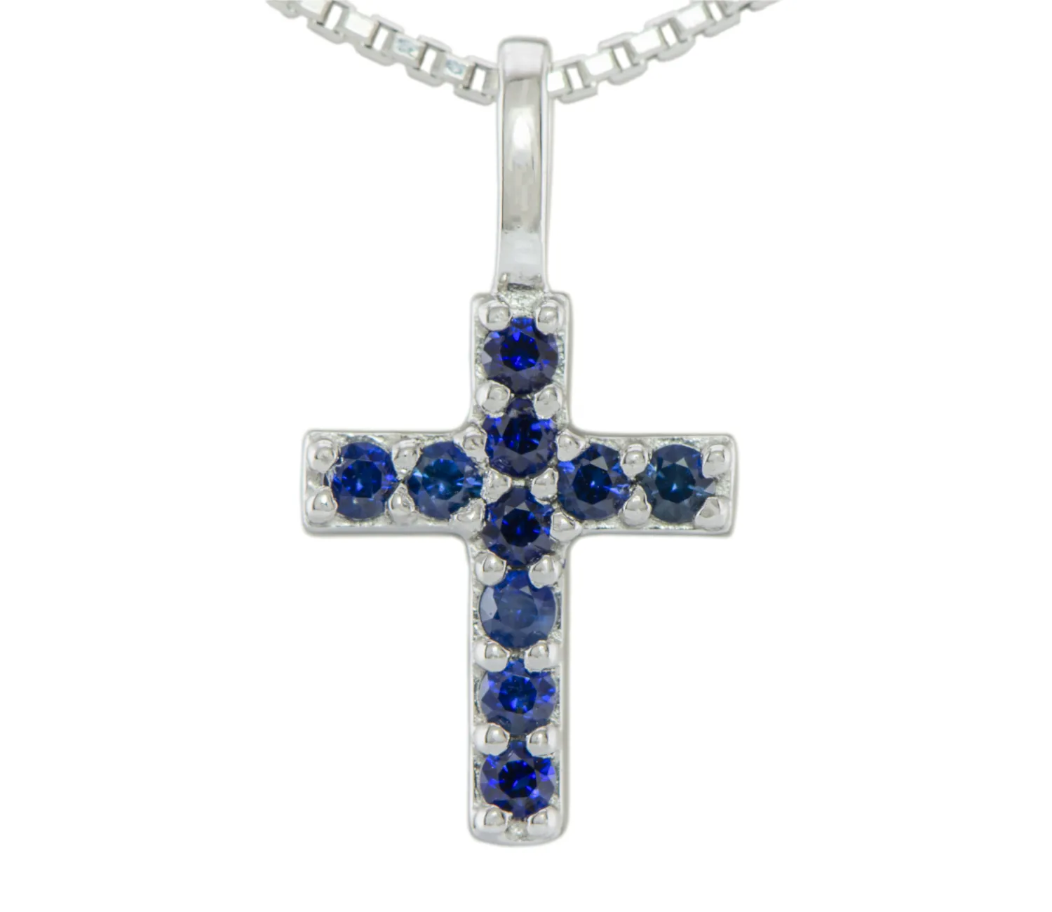 Silbernes Kreuz mit Saphir