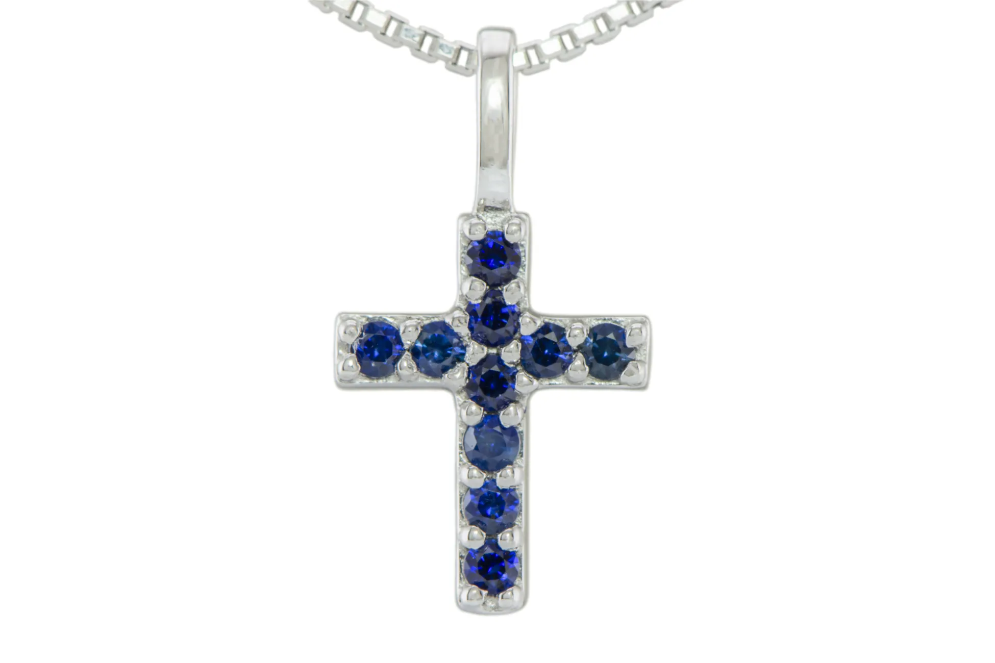 Silbernes Kreuz mit Saphir