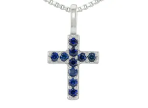 Silbernes Kreuz mit Saphir