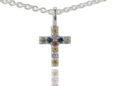Silbernes Kreuz mit Saphir