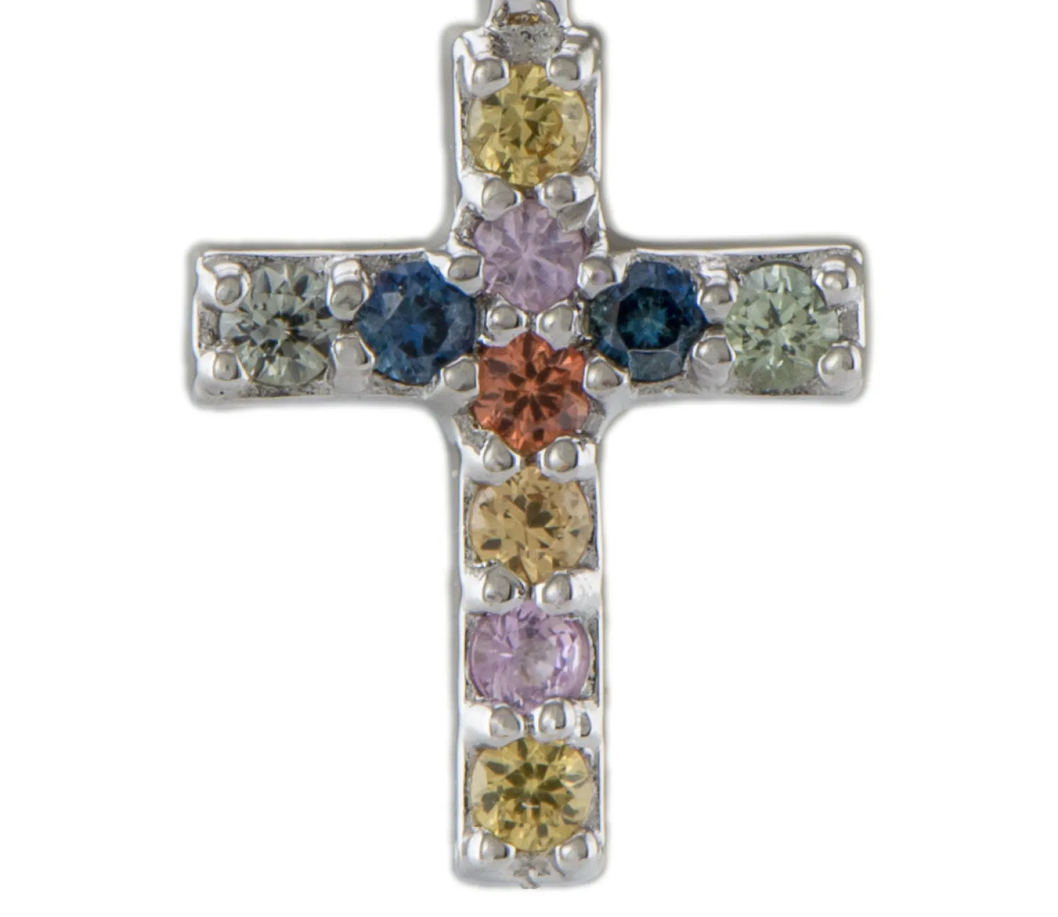 Silbernes Kreuz mit Saphir