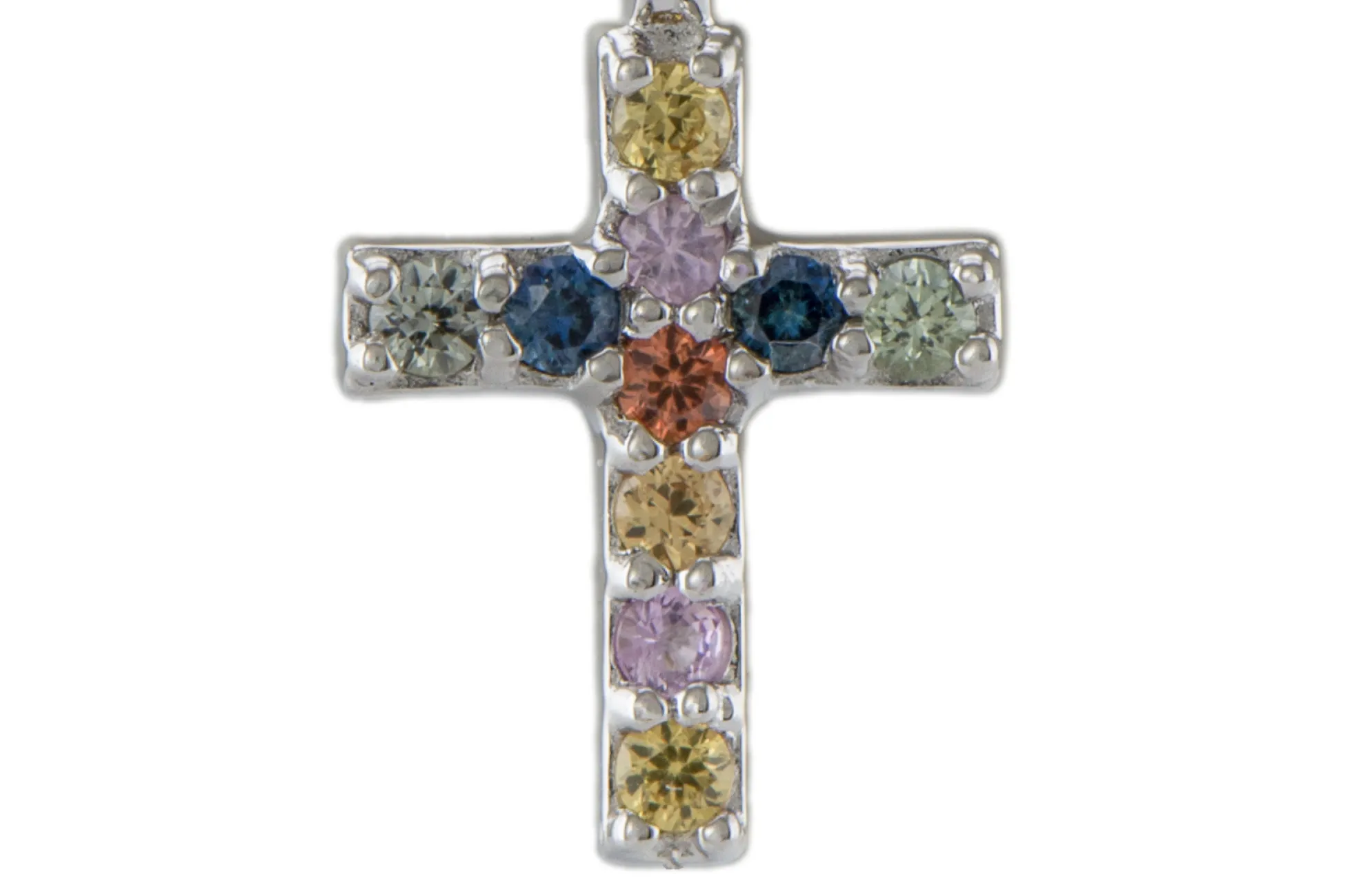 Silbernes Kreuz mit Saphir