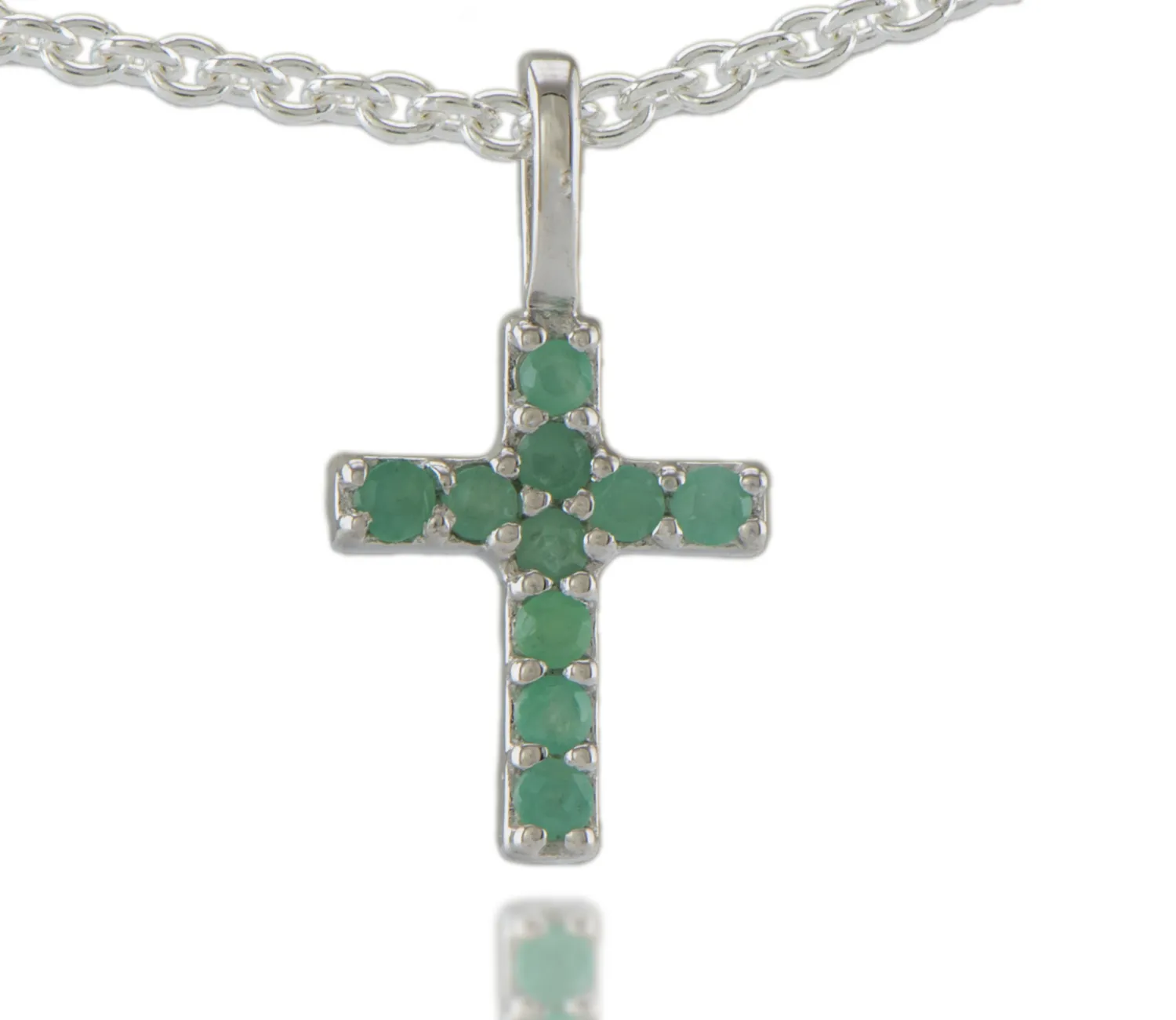 Silbernes Kreuz mit Smaragd