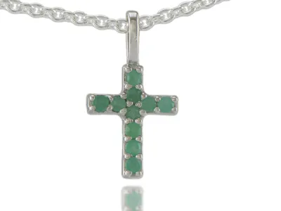 Silbernes Kreuz mit Smaragd