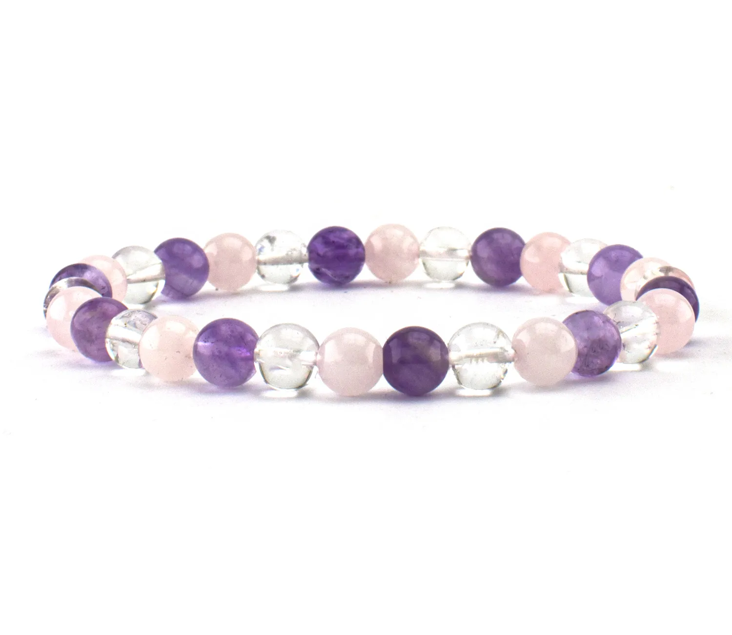 Armband mit Amethyst, Rosenquarz und Bergkristall
