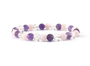 Armband mit Amethyst, Rosenquarz und Bergkristall