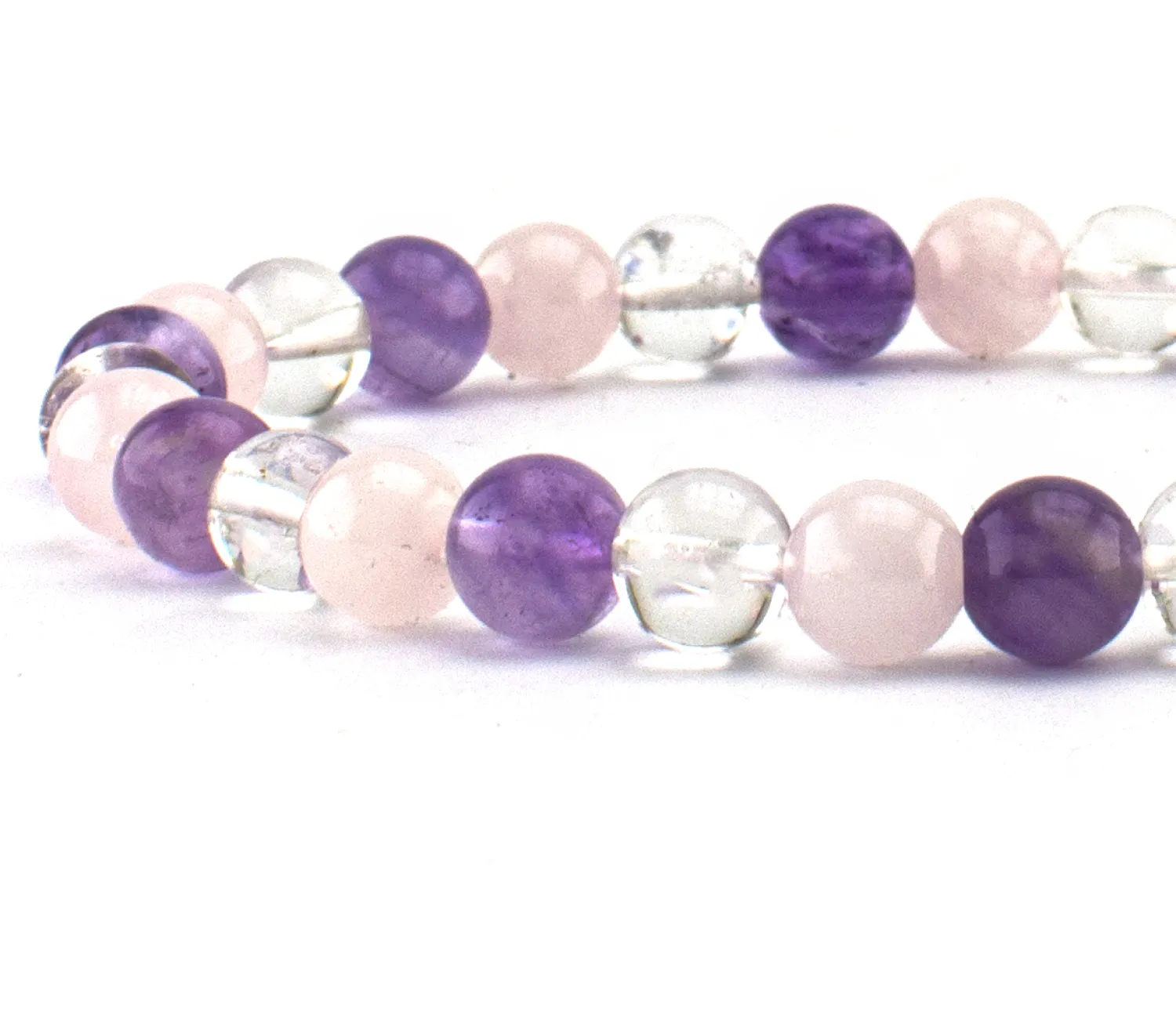 Armband mit Amethyst, Rosenquarz und Bergkristall