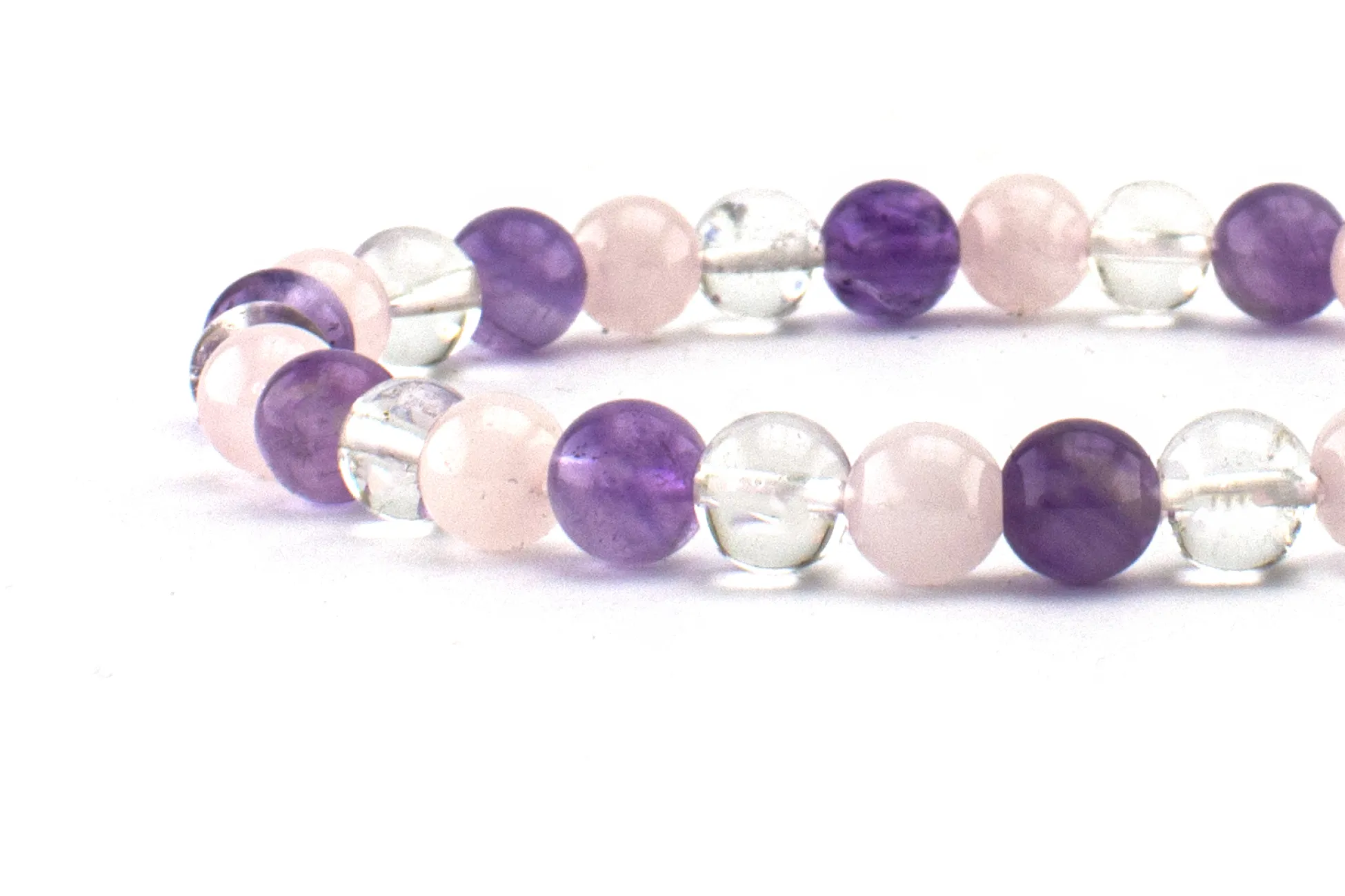 Armband mit Amethyst, Rosenquarz und Bergkristall