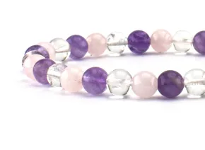 Armband mit Amethyst, Rosenquarz und Bergkristall