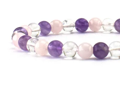 Armband mit Amethyst, Rosenquarz und Bergkristall