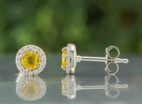 Silberohrstecker mit Gelbem Saphir