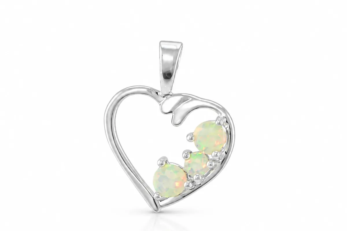 Silberanhänger Herz mit Opal