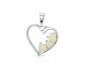 Silberanhänger Herz mit Opal