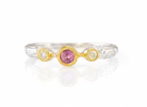 Silberring mit Turmalin und Diamanten