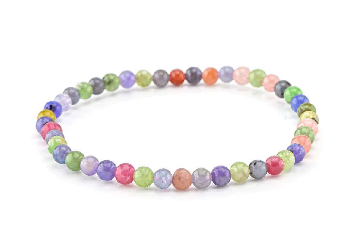 Armband mit natürlichem Tansanit, rosa Turmalin und Tsavorit
