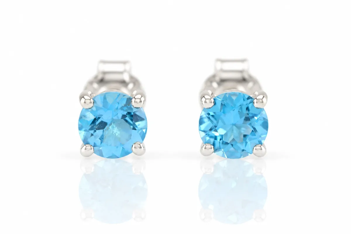 Silberohrringe mit natürlichem Blauem Topas "Swiss Blue"