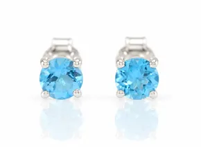 Silberohrringe mit natürlichem Blauem Topas "Swiss Blue"