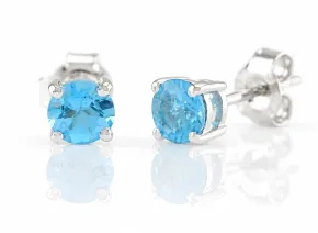 Silberohrringe mit natürlichem Blauem Topas "Swiss Blue"