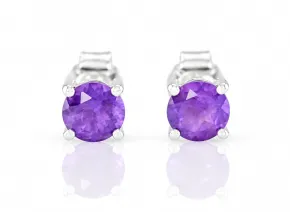 Silberohrringe mit natürlichem Amethyst